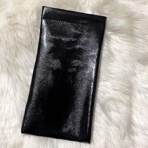 Black Sunglasses Metallic Leather Pouch
